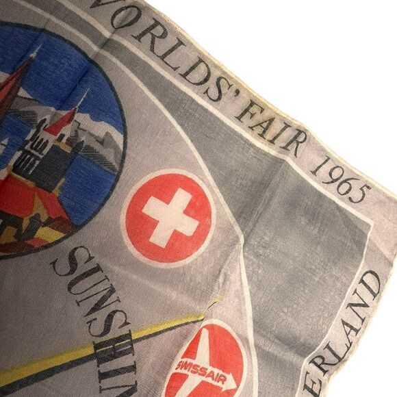 1964/65 Swiss Air New York Worlds Fair Commemorative Handkerchief. Vintage - Picture 2 of 6
